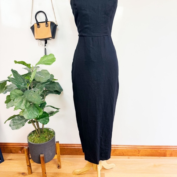 💋Reformation linen Black Backless Halter Sheath Dress size 8 - Picture 9 of 14
